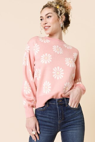 Women's Becca Daisy Pullover Sweater in Pink by Francesca's - Size: L | Francesca's