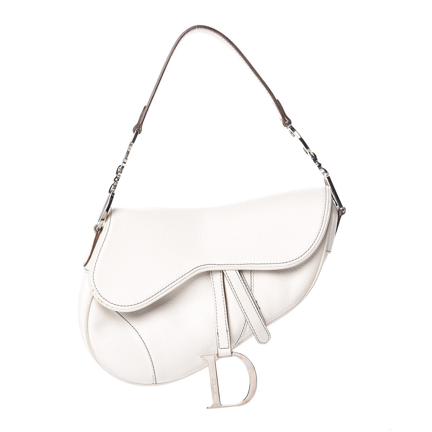 CHRISTIAN DIOR Calfskin Saddle Bag White | Fashionphile