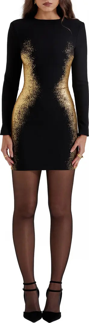 HOUSE OF CB Domenica Foil Long Sleeve Minidress | Nordstrom | Nordstrom