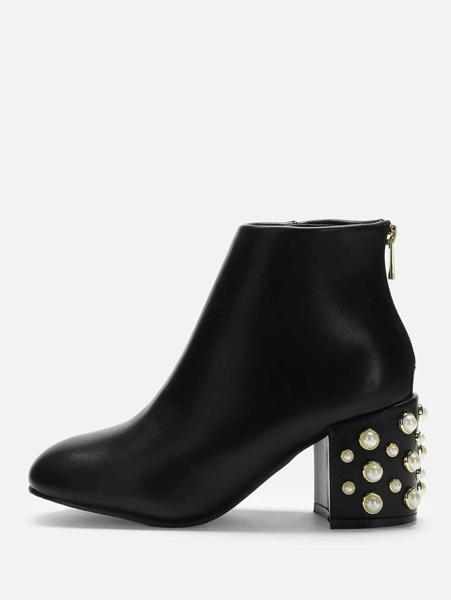 Faux Pearl Decorated Ankle Boots | SHEIN