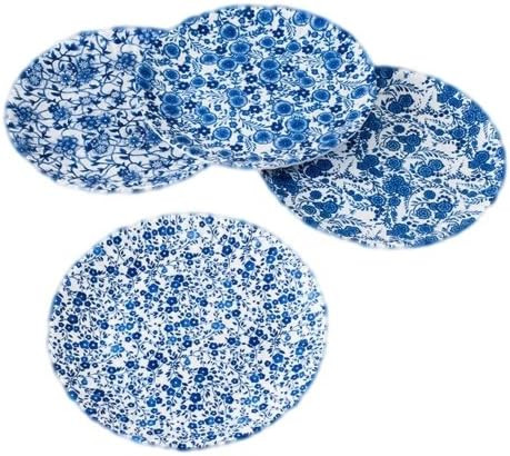 Blue & White Floral Pattern Picnic/Dinner Plate, 9 Inch Melamine, Set of 4 | Amazon (US)