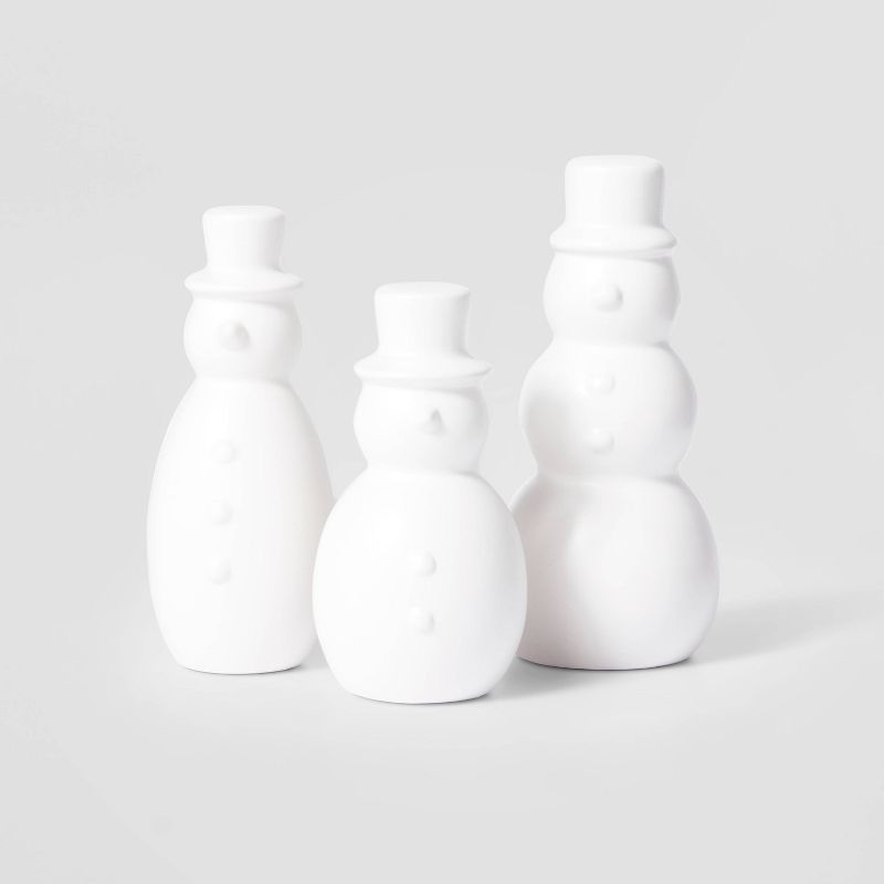 3pc Ceramic Snowman Decorative Figurine Set - Wondershop&#8482; | Target