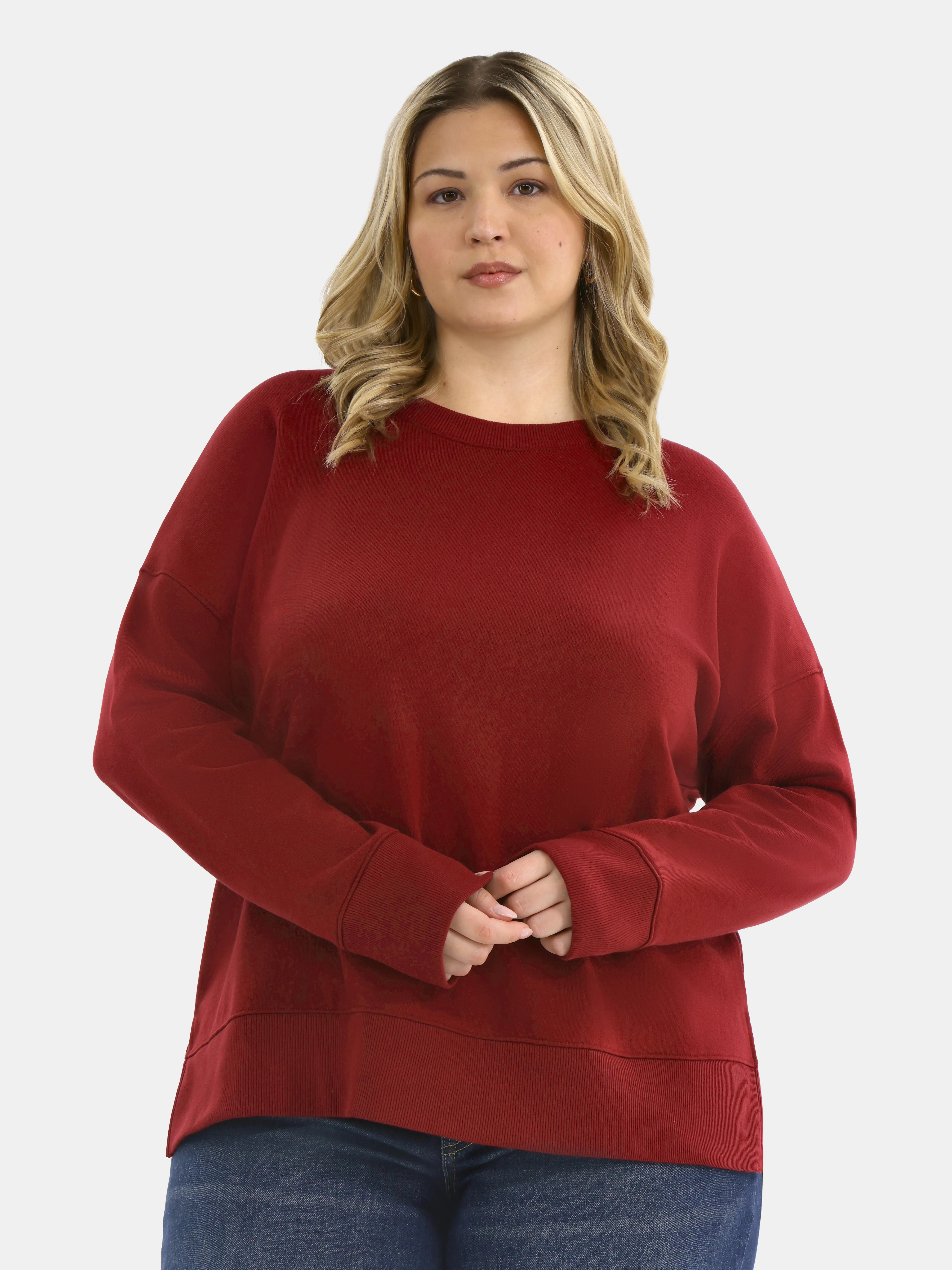 Time and Tru Women's Tunic Sweatshirt with High-Low Hem, Sizes XS -4X | Walmart (US)