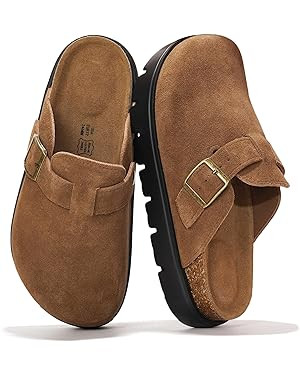 Project Cloud Genuine Leather Platform Clogs for Women Footwear - Memory Foam Arch Support Cork F... | Amazon (US)