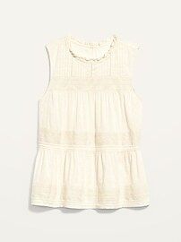 Sleeveless Lace-Trim Clip-Dot Swing Blouse for Women | Old Navy (US)