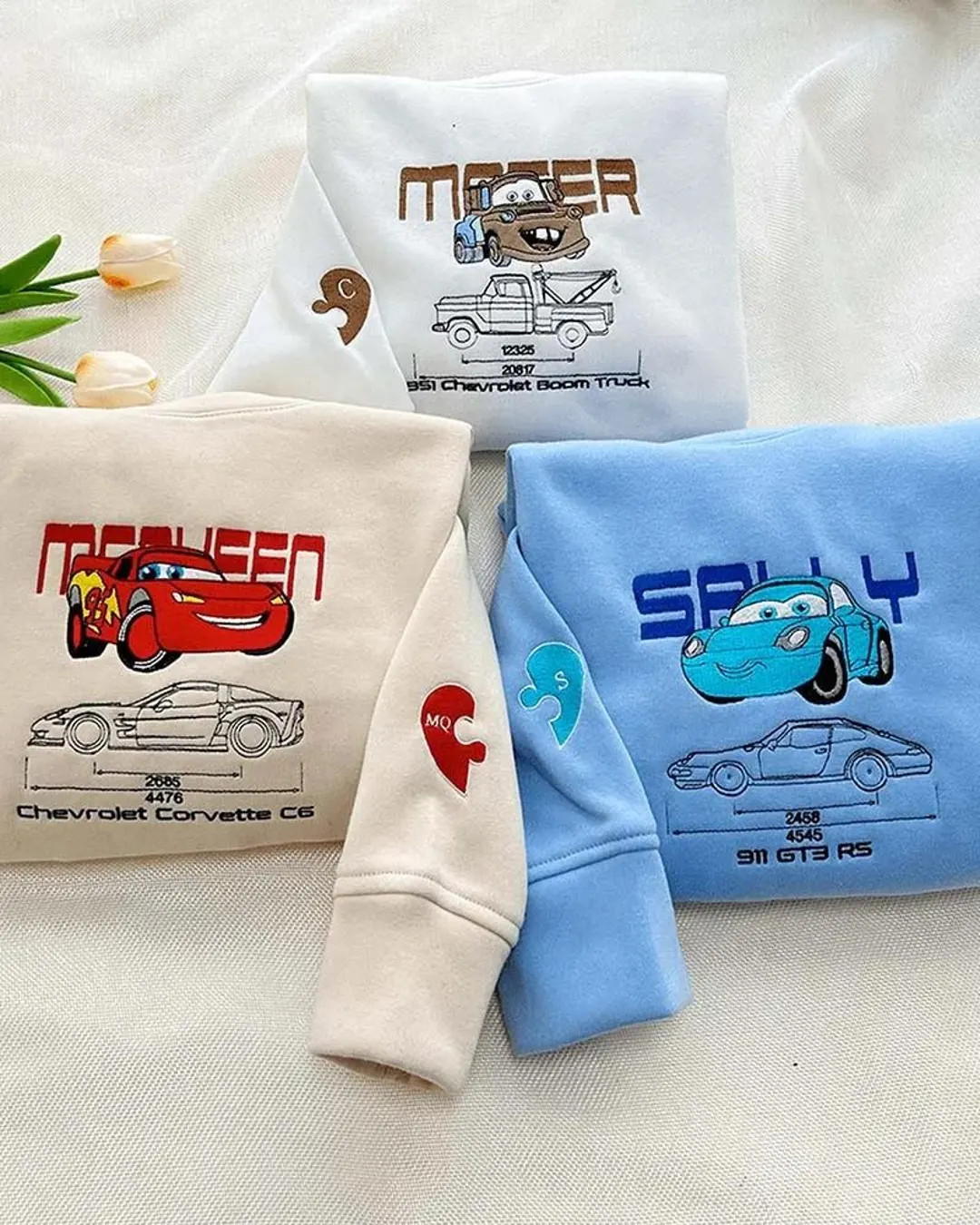 Mcqueen and Sally Embroidered Sweatshirt, Disney Couple Matching Hoodie, Cars Characters Embroide... | Etsy (Global)