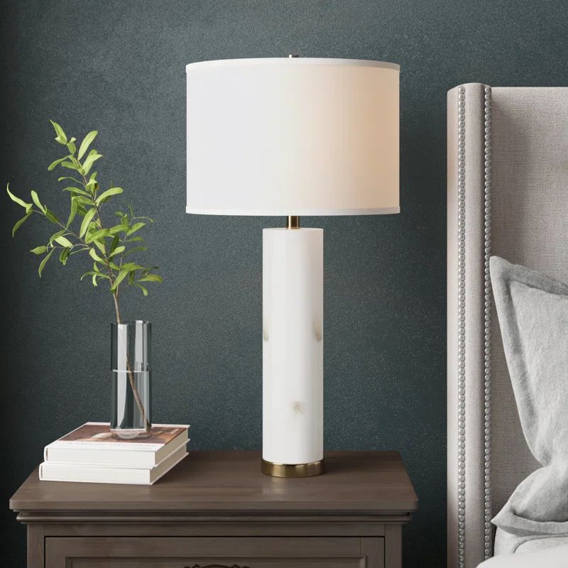 Afton White Aalabaster Table Lamp | Wayfair North America