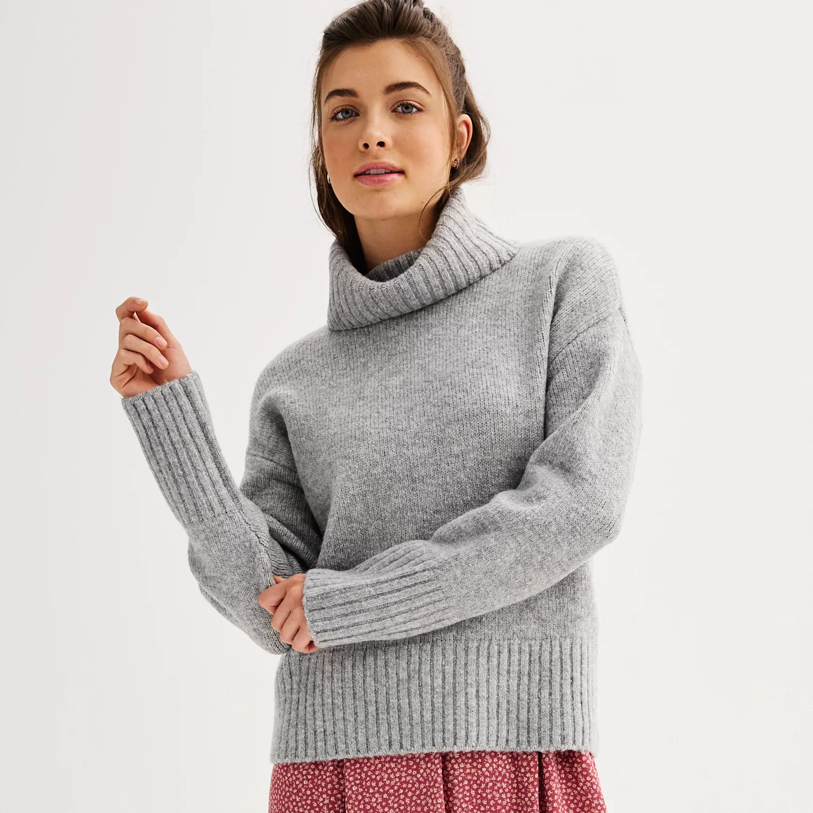 Juniors' SO® Oversized Turtleneck Sweater | Kohl's