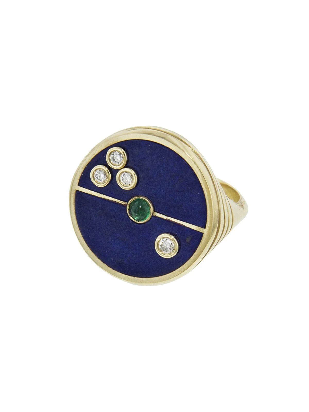 Lapis and Emerald Compass Yellow Gold Statement Ring | YLANG 23