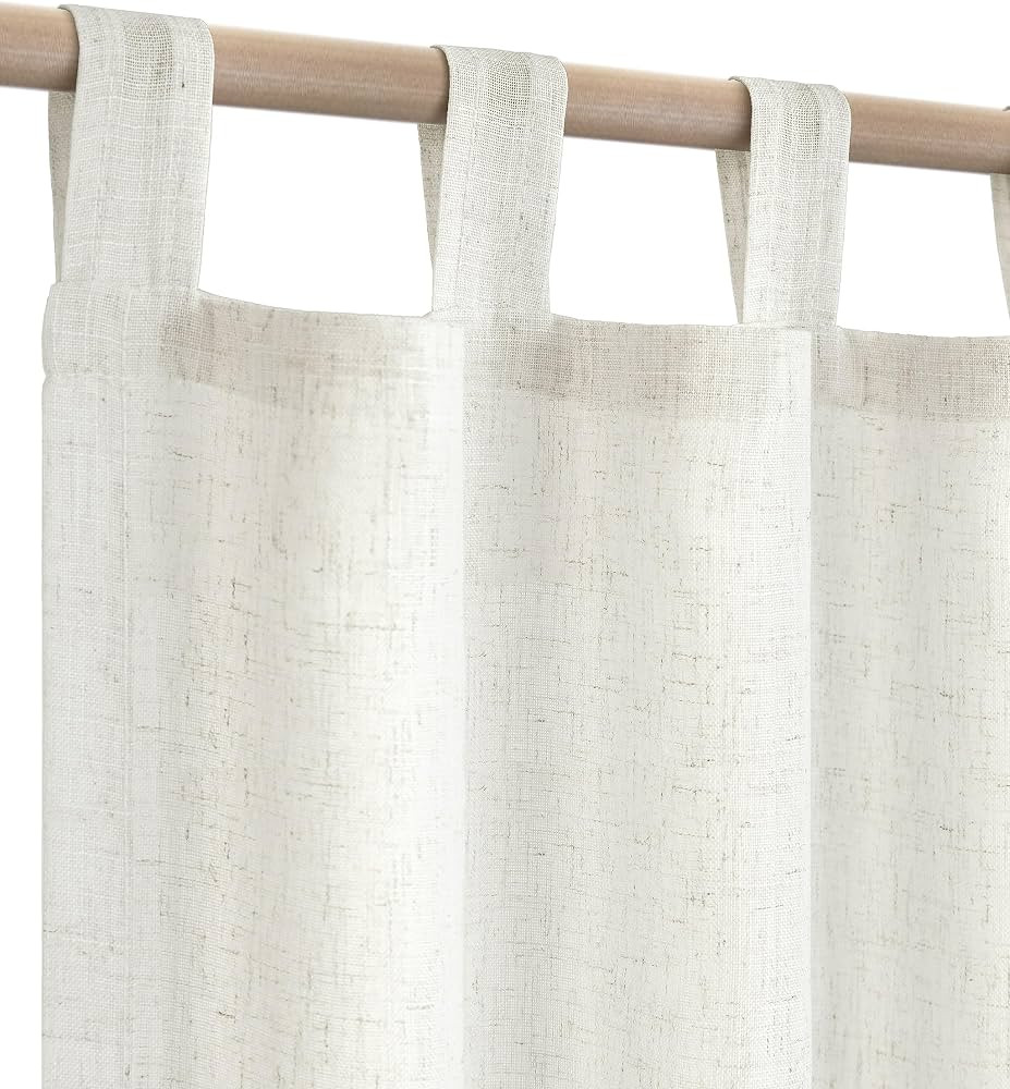 Farmhouse Curtains for Living Room,Window Linen Curtains 84 Inch Length 2 Panels Set,Tab Top Semi... | Amazon (US)