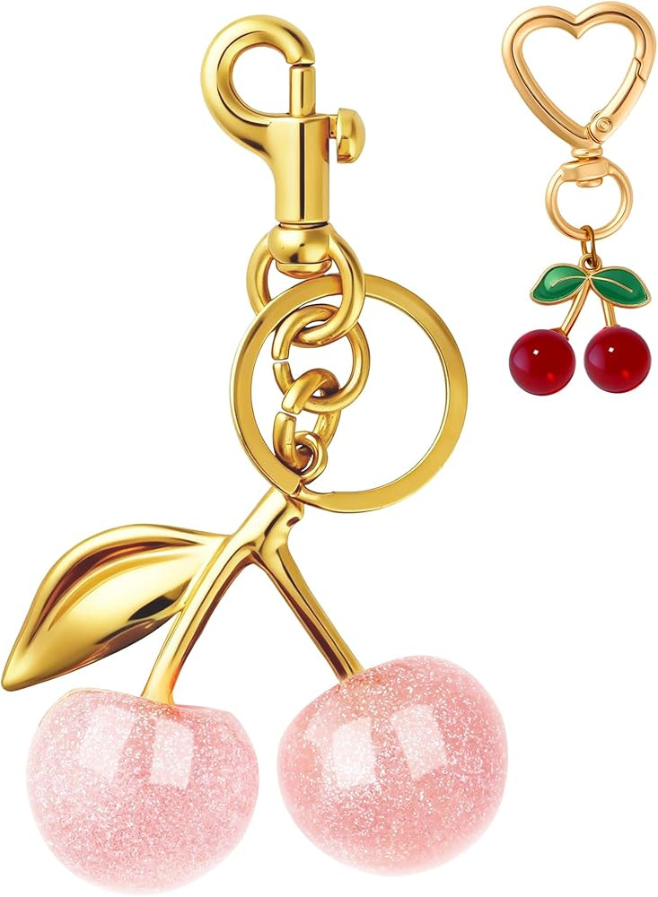 NEGTTE Keychain Cherry Bag Charms - Adorable Key Chains Women Cute for Handbags & Car Keys | Fash... | Amazon (US)