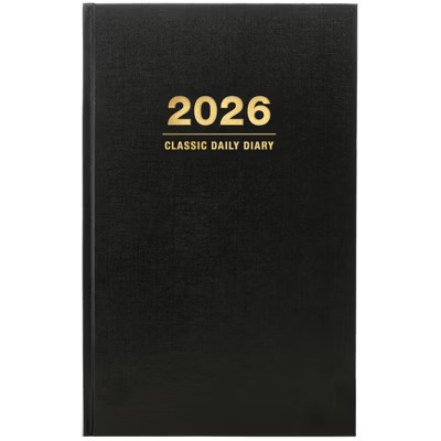 2026 Professional Hardcover Daily Diary Journal and Planner, 8"x12.5" (Black) | Target