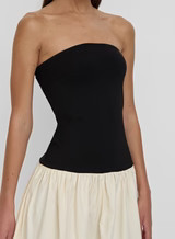 Monochrome Drop Waist Bandeau Dress- Lova | 4th & Reckless