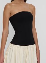 Monochrome Drop Waist Bandeau Dress- Lova | 4th & Reckless