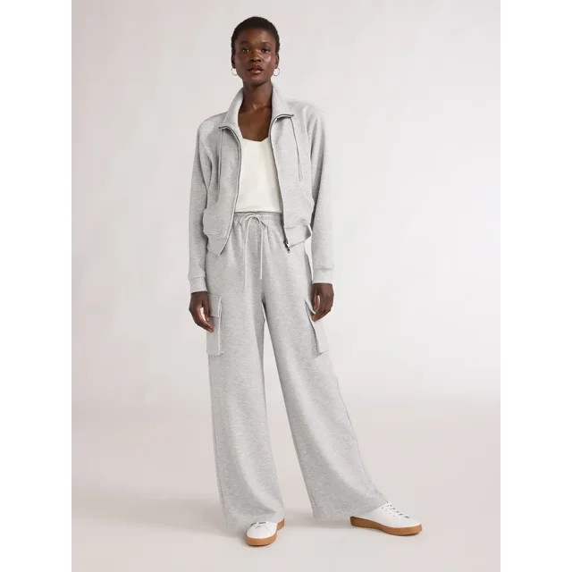 Scoop Women's Ultimate ScubaKnit Wide Leg Cargo Pants, Sizes XS-XXL | Walmart (US)