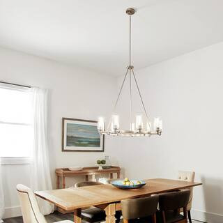 Circolo 36 in. 9-Light Olde Bronze Contemporary Shaded Circle Chandelier for Dining Room | The Home Depot