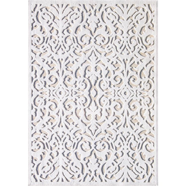 My Texas House Lady Bird 5'2" X 7'6" Driftwood Damask Outdoor Rug | Walmart (US)