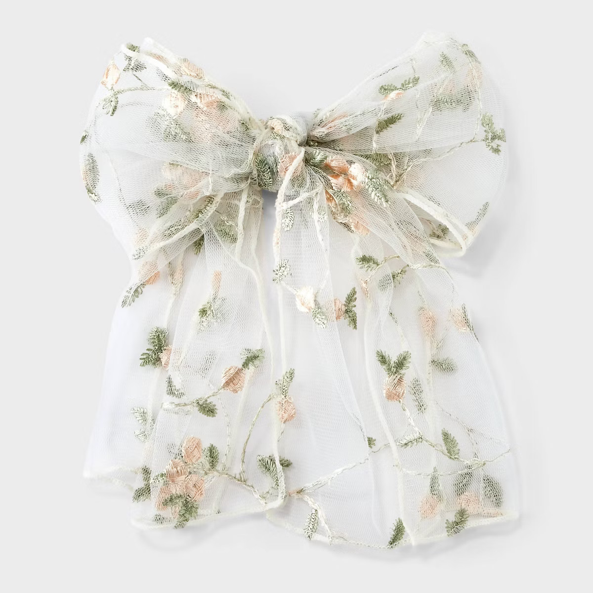 Flower Tulle Hair Bow Barrette - A New Day™ Green/Pink | Target