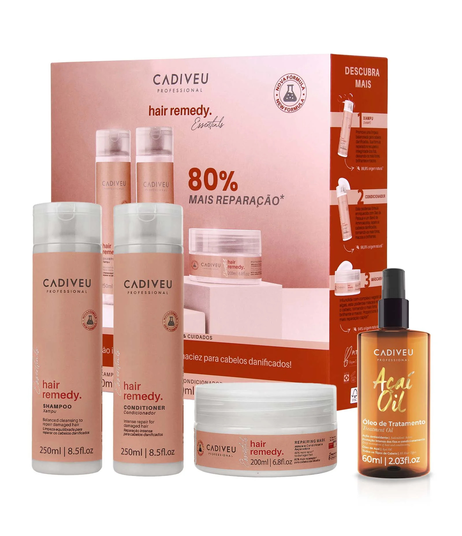 Kit de Limpeza Hair Remedy + Óleo De Tratamento Açaí Oil Cadiveu KIT - Lojas Renner | Renner (BR)