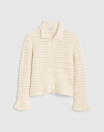 Pointelle-Knit Peplum Cardigan | Madewell