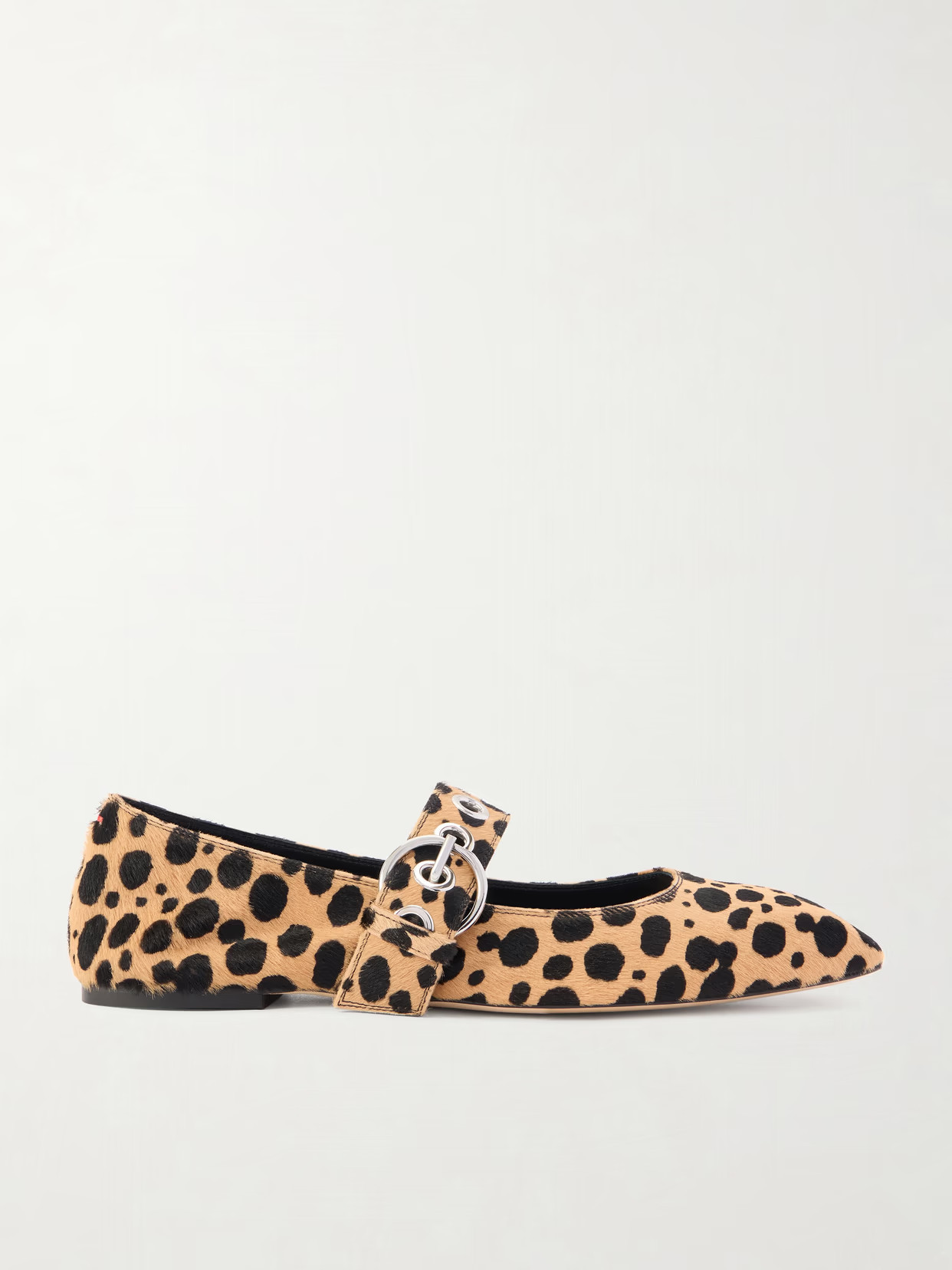 Aeyde - Uma Eyelet-embellished Leopard-print Pony Hair Mary Jane Ballet Flats - Animal print | NET-A-PORTER (US)