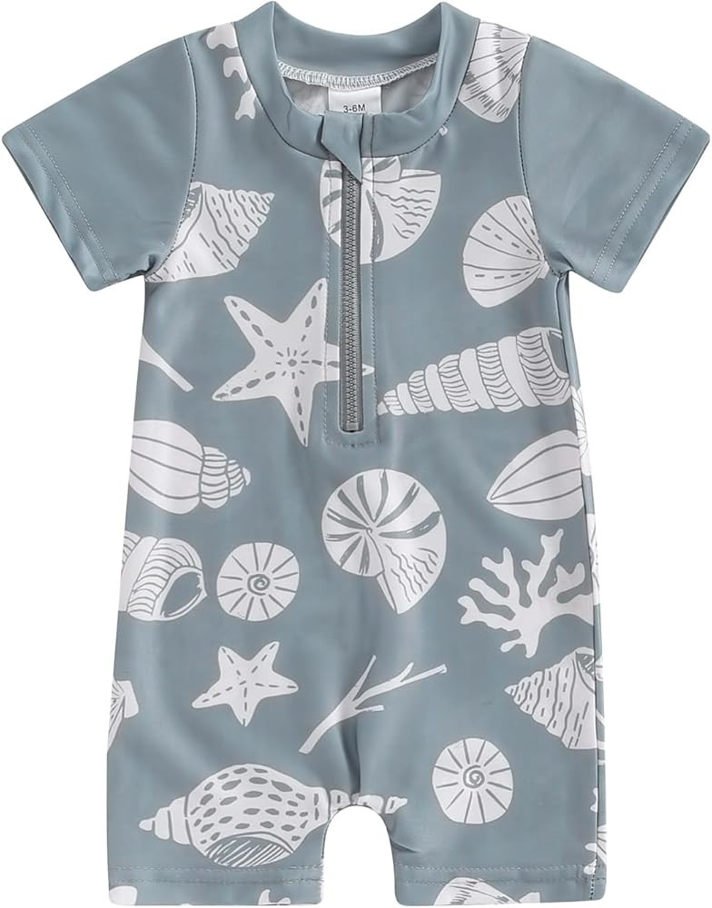 Toddler Boy Girl Short Sleeve One Piece Zipper Swimsuit Watercolor Swimwear Romper Jumpsuit Beach... | Amazon (US)