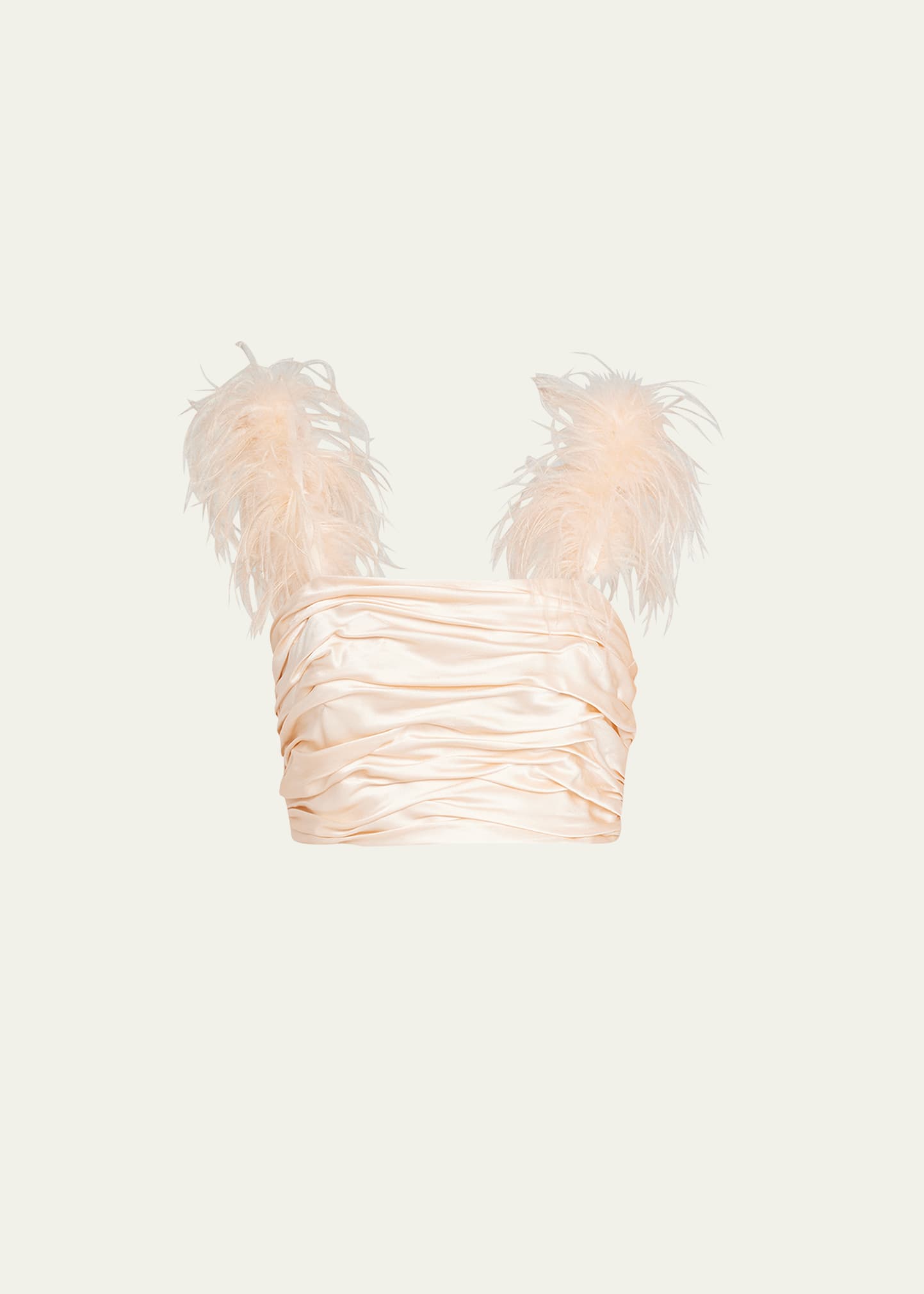 Cinq a Sept Will Feather-Strap Silk Crop Top | Bergdorf Goodman