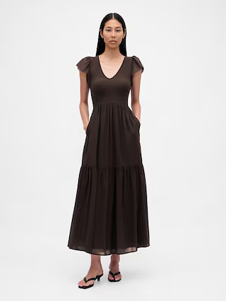 Modern Mixed Media Ruffle Maxi Dress | Gap | Gap (US)