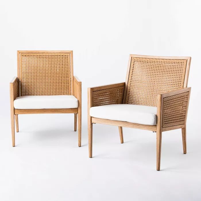 Benmore 2pk Wicker & Faux Wood Patio Accent Chairs - Threshold™ designed with Studio McGee | Target