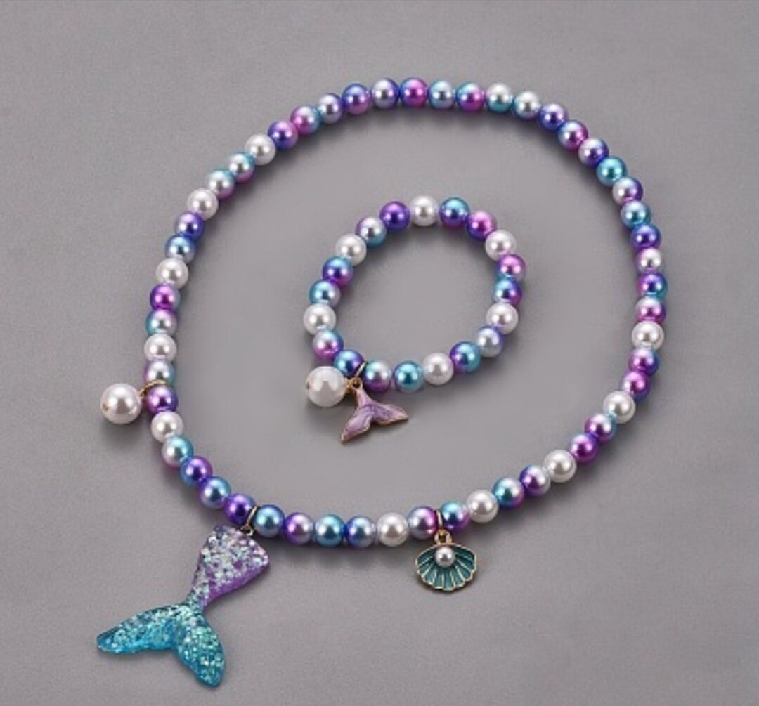 Kids Mermaid Necklace, Toddler Necklace, Baby Necklace, Chunky Bead Necklace, Girl Jewelry, Girl ... | Etsy (US)