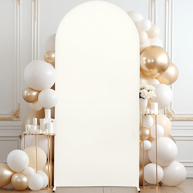 7.2FT Ivory Arch Cover - Spandex Fitted Wedding Arch Stand Covers Round Top Chiara Arch Backdrop ... | Amazon (US)