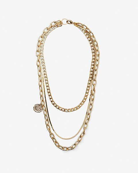 Layered Chain Coin Charm Necklace | Express