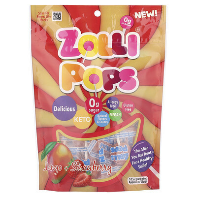 Zollipops, Suckers, Mango + Strawberry, 5.2 oz (147 g) | iHerb