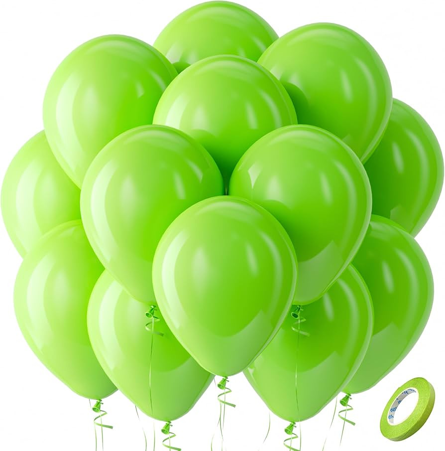 Bezente Lime Green Latex Party Balloons - 100 Pack 12 inch Light Green Balloons Round Helium Frui... | Amazon (US)