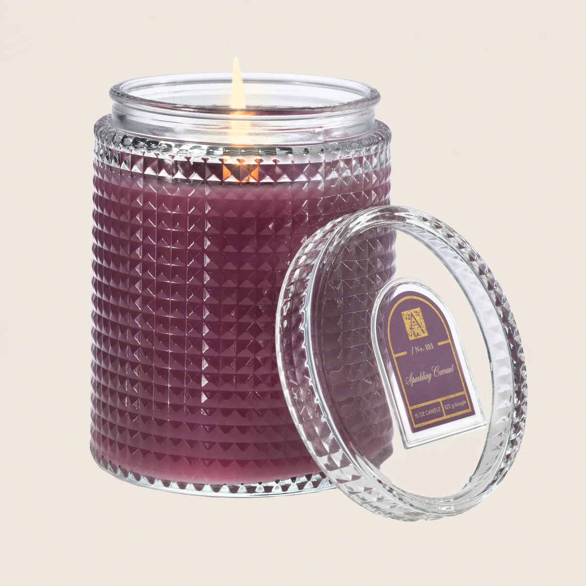 NEW! Sparkling Currant - Textured Glass Candle with Lid | Aromatique