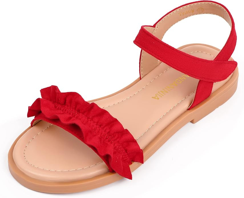 PANDANINJIA Girls Sandals, Open Toe Cute Bow Princess Girls Flats, Sparkly Summer Dress Shoes San... | Amazon (US)