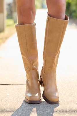 Take The Reins Tan Tall Boots | Pink Lily