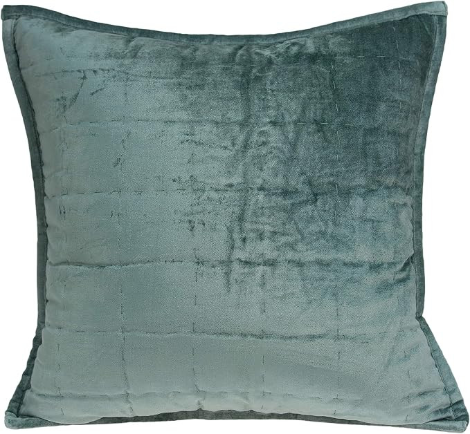 Parkland Collection Tusha Sea Foam Throw Pillow, 20x20 Quilted Solid Accent Pillow, Cotton Viscos... | Amazon (US)