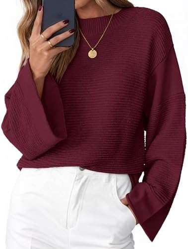 KIRUNDO Oversized Sweaters for Women Ribbed Knit Chunky Long Sleeve Tunic Sweater Pullover Tops F... | Amazon (US)