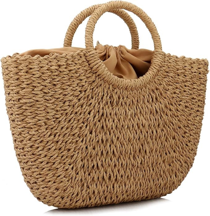 TOYIS Womens Tote Bag Straw Handbags Summer Beach Tote Woven Handle Holiday Shoulder Bag | Amazon (UK)