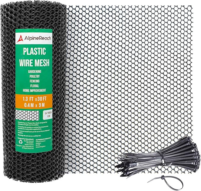 AlpineReach Plastic Wire Mesh 1.3ft x 30ft (15.7" x 360") Fence Roll with Zip Ties - Ideal for Po... | Amazon (US)