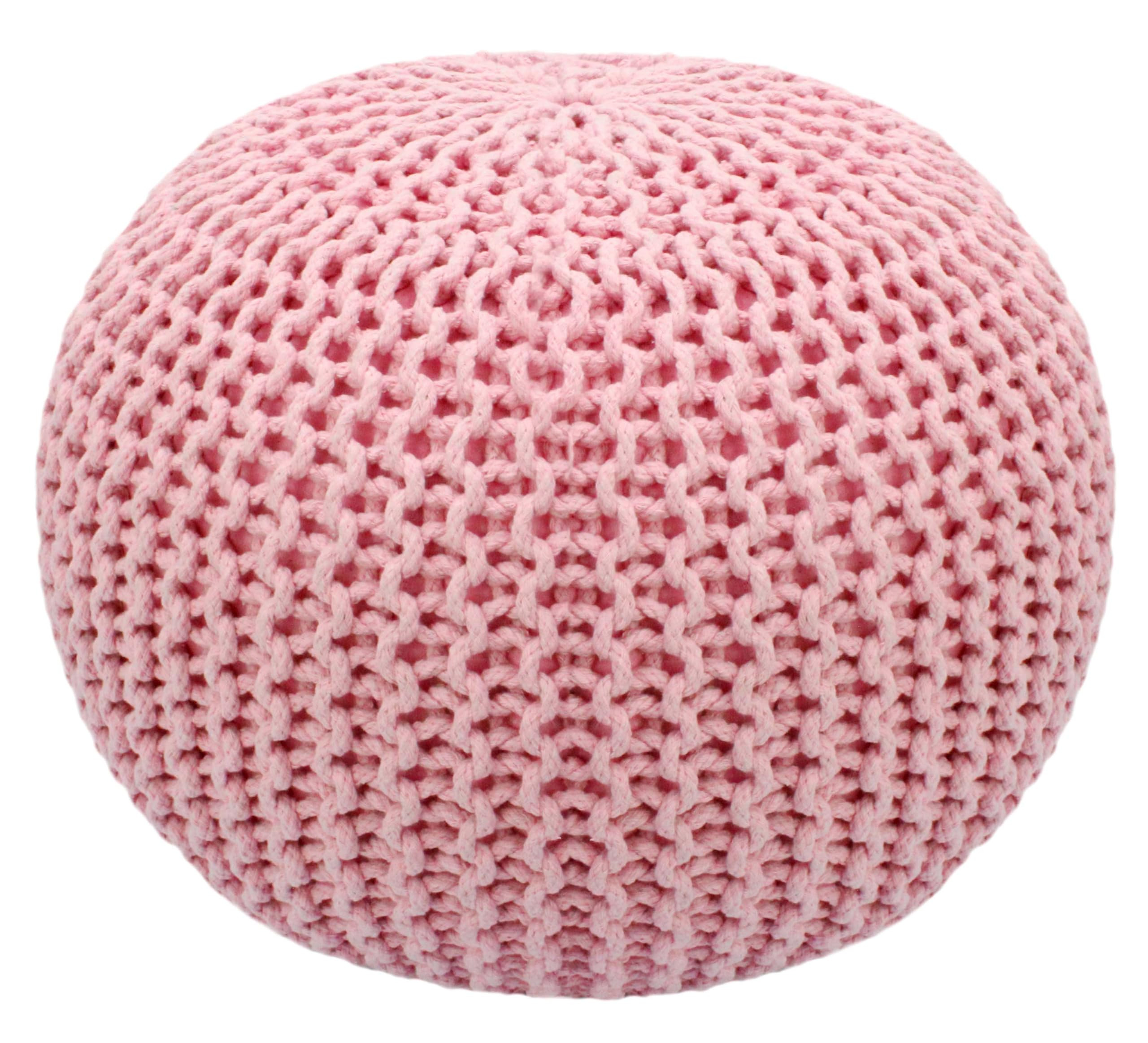 COTTON CRAFT Round Pouf - Hand Knitted Cotton Braid Cord Cable Dori Ottoman - Foot Stool - Floor ... | Amazon (US)