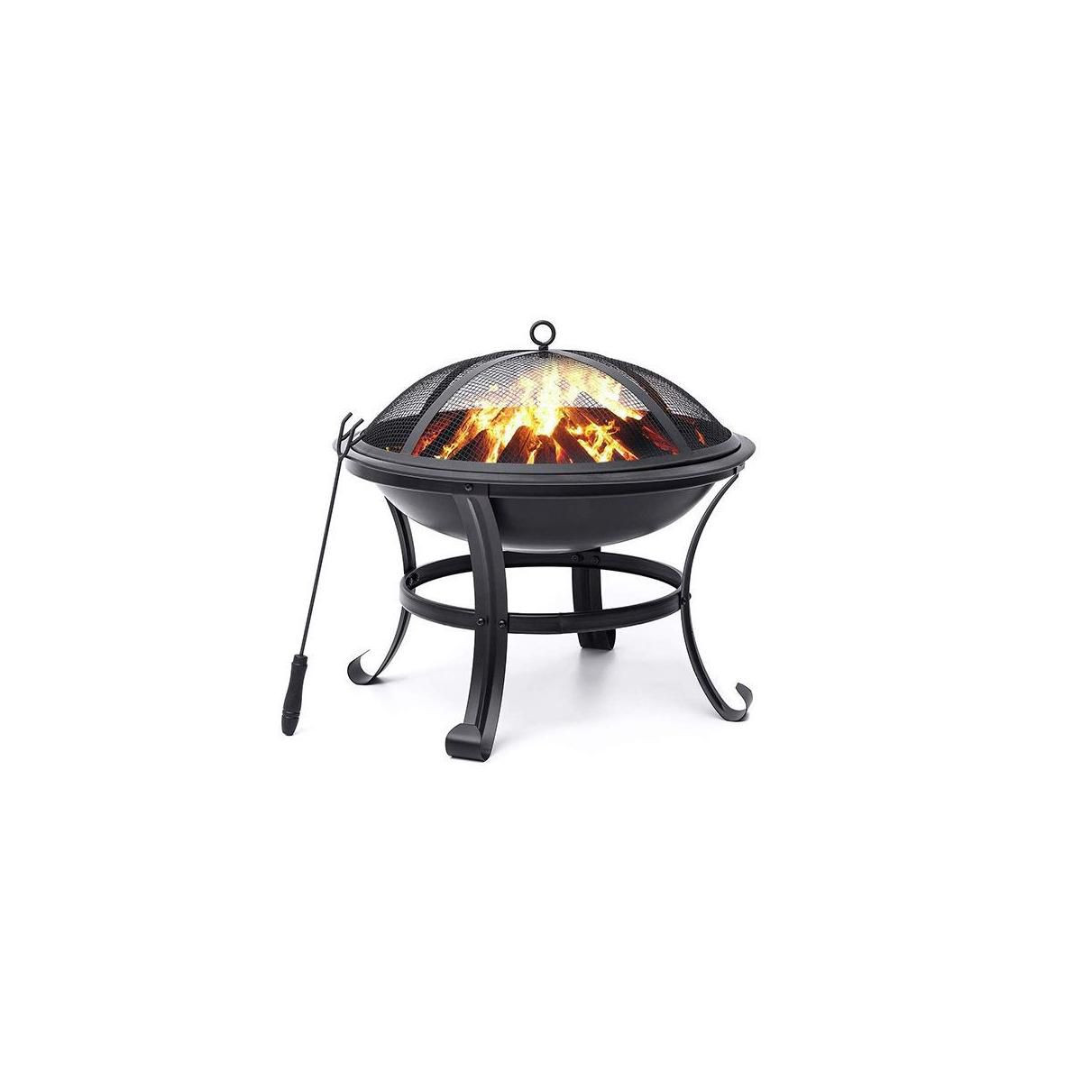 SINGLYFIRE 22" Stainless Steel Round Wood Fire Pit Outdoor Burning Fire Bowl with Spark Screen Bl... | Target