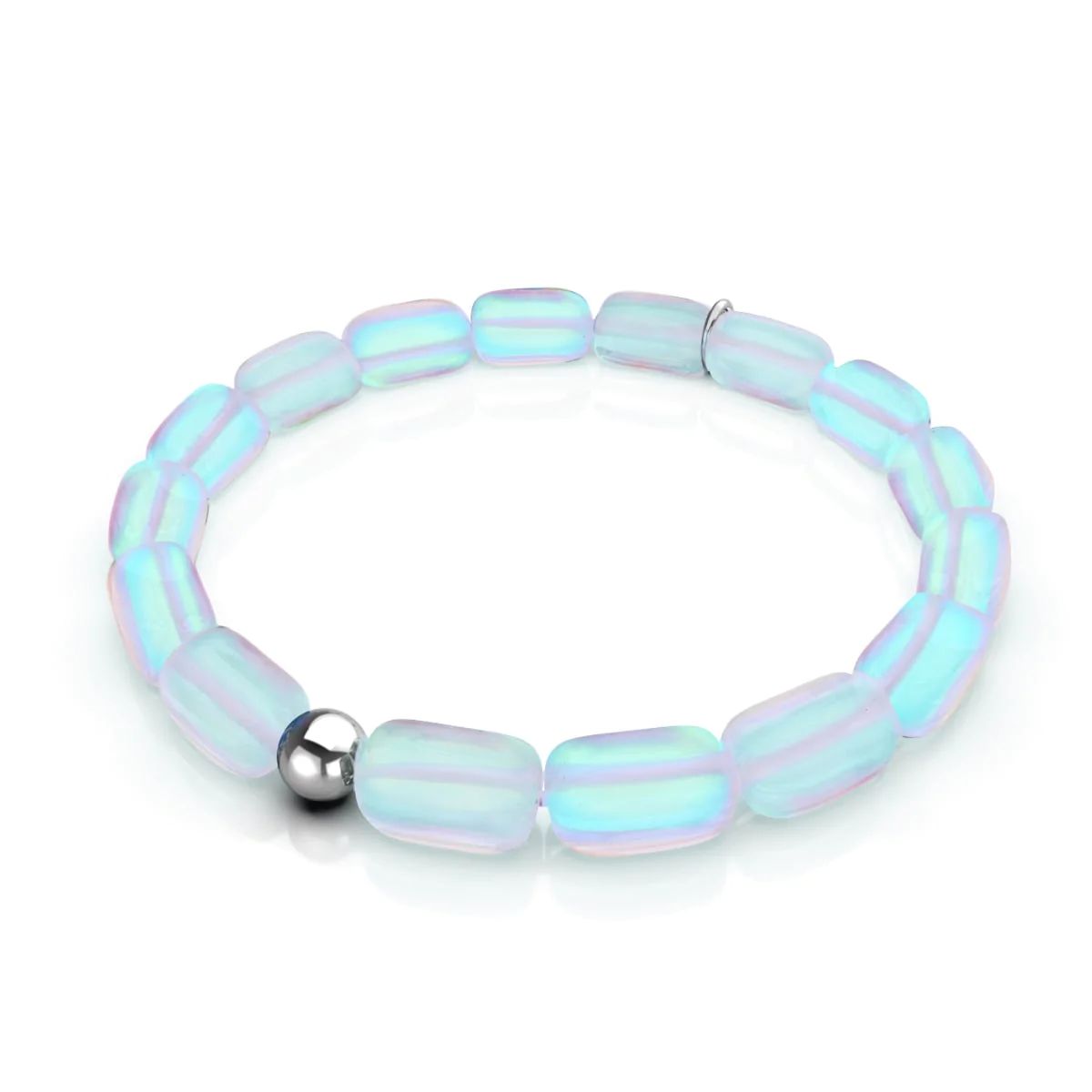 Rainbow White | .925 Sterling Silver | Mermaid Glass Pebble Bracelet | NOGU