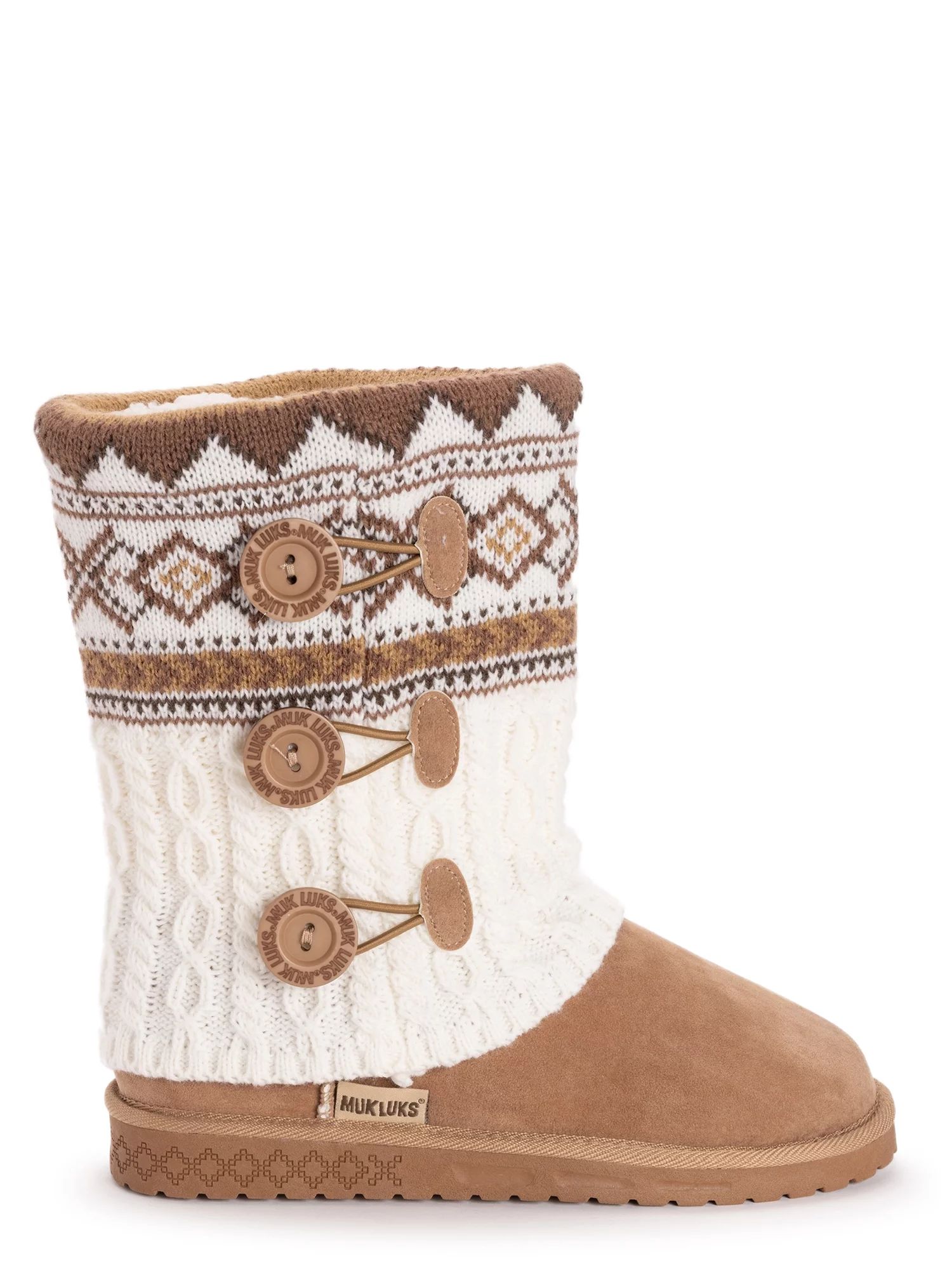 Muk Luks Women's Cheryl Button Pattern Knit Boots - Wide Width Available - Walmart.com | Walmart (US)