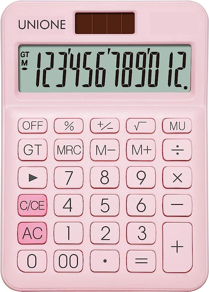 UNIONE Pink Calculator with a Bright LCD, Dual Power Handheld Desktop. Business, Office, High Sch... | Amazon (US)