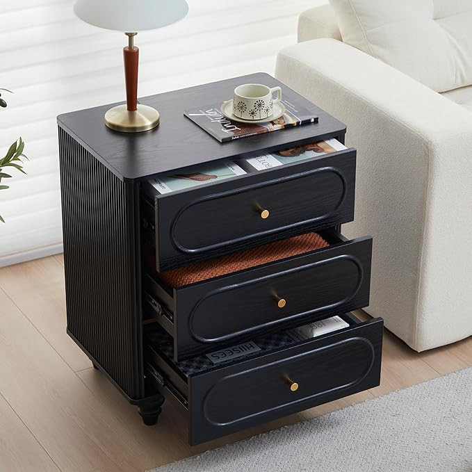 ORRD 3 Drawer Fluted Dresser for Bedroom, Mid Century Modern Chest of Drawers, Wood Storage Small... | Amazon (US)