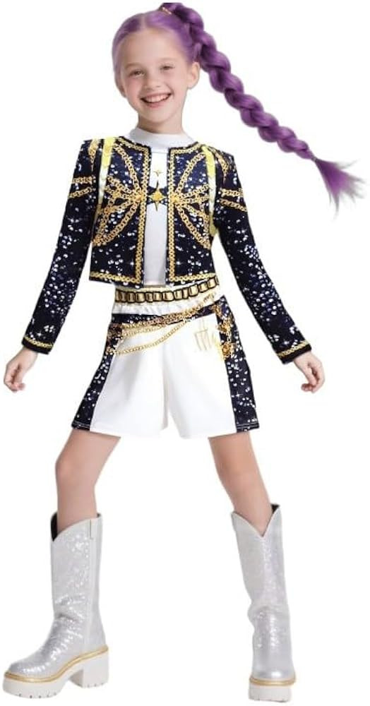 SAVITO Pop Idol Cosplay Costume Rumi Mira Zoey Popular Singers Stage Costumes for Ages 3-12 Black... | Amazon (US)