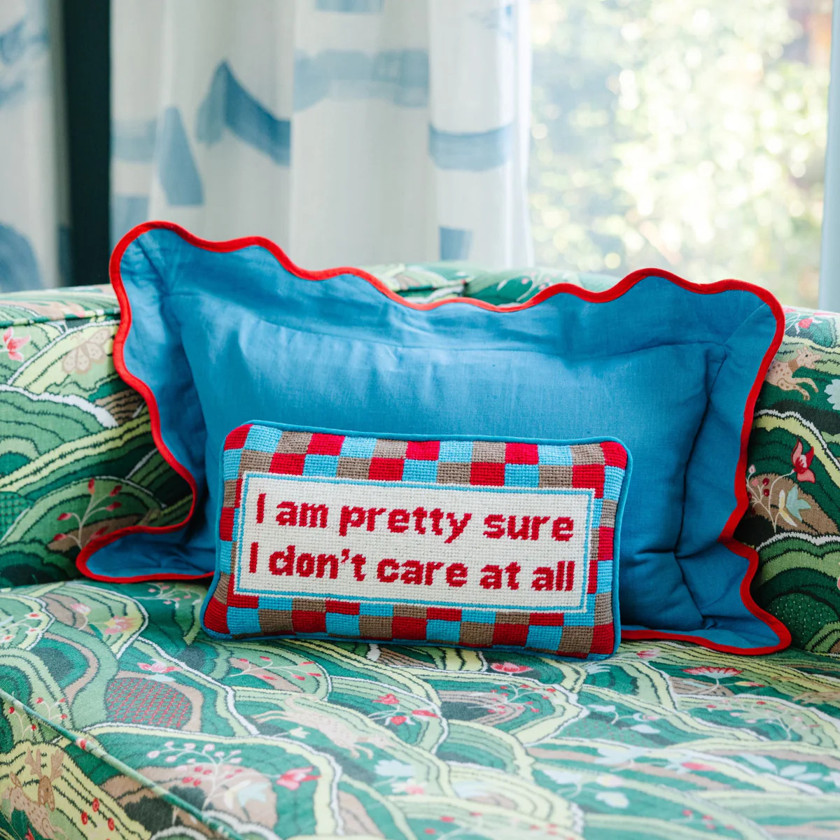 Furbish Studio - Don't Care Needlepoint Pillow | Furbish Studio