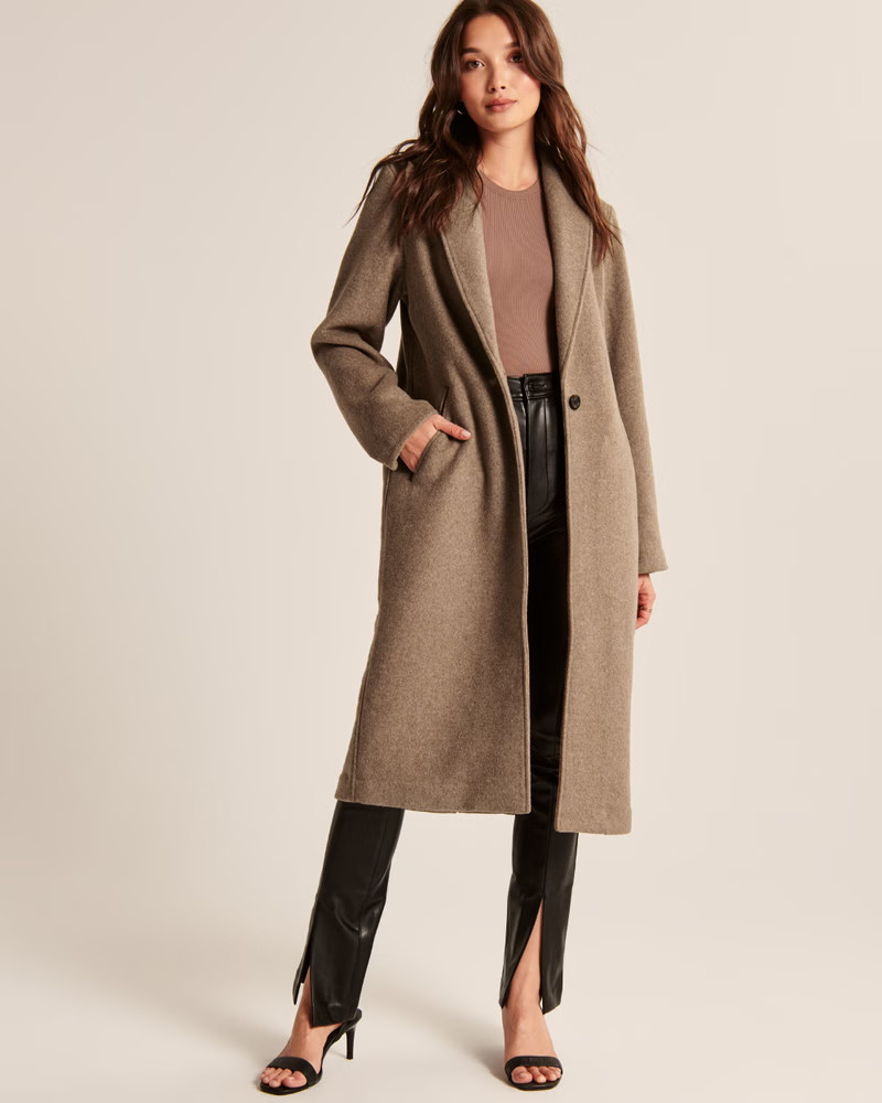 Wool-Blend Double Cloth Blanket Coat | Abercrombie & Fitch (US)